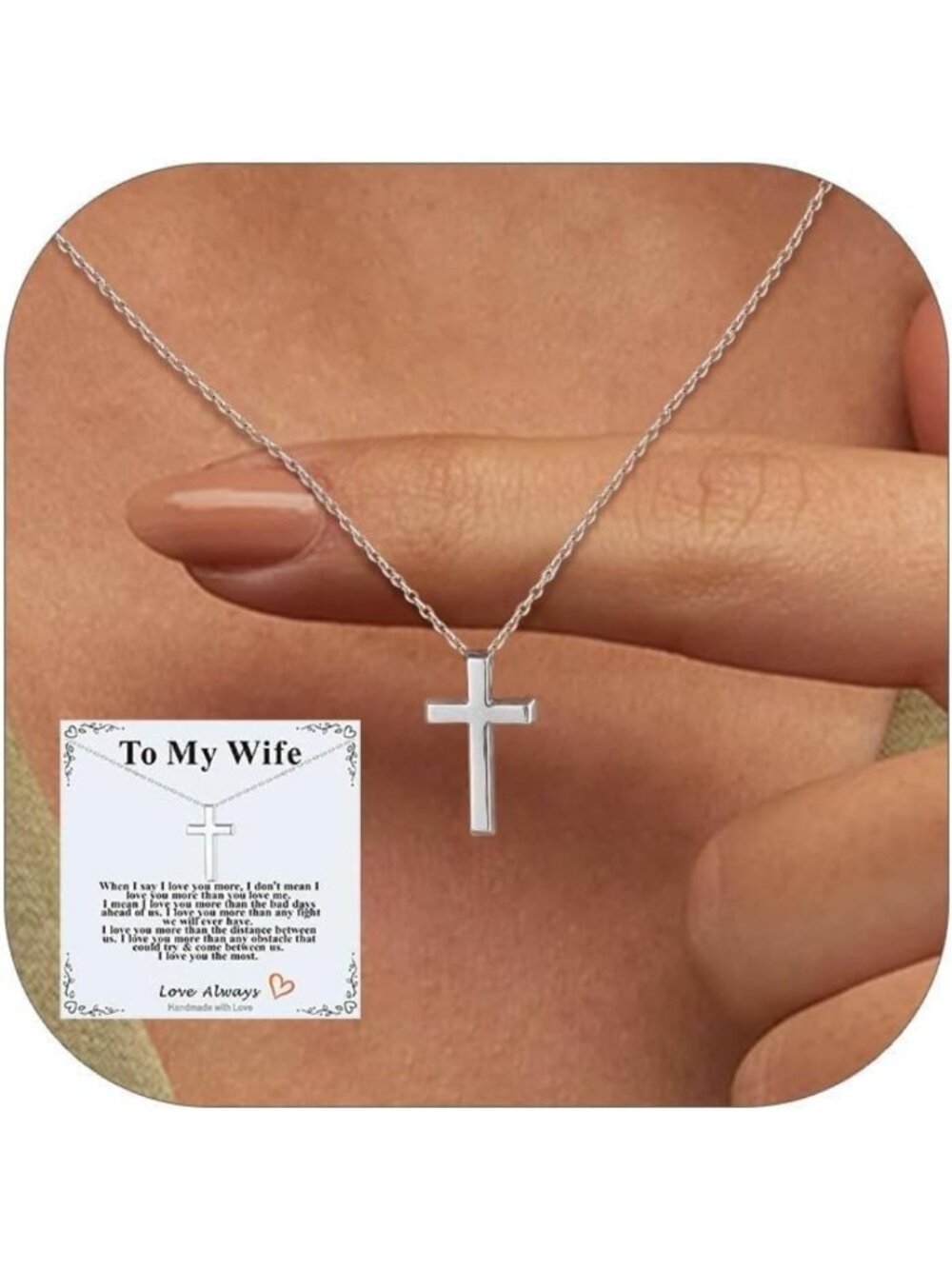 Dainty Silver Cross Necklace for Women - Non-Tarnish Christian Pendant Gift for